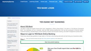 
                            4. Yes Bank login and net banking details - MyMoneyKarma