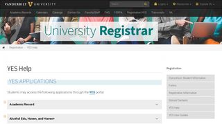 
                            2. YES Help | Registration | University Registrar | Vanderbilt ...