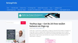
                            1. YesPay App – Get Rs 20 Free wallet balance on Sign up