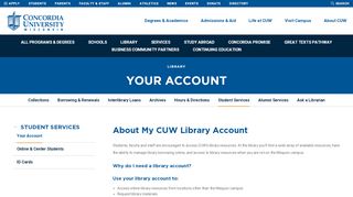 
                            2. Your Account - Concordia University Wisconsin
