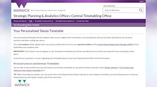
                            2. Your Personalised Tabula Timetable - University of Warwick