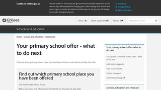 
                            2. Your primary school offer - what to do next - Kirklees Council