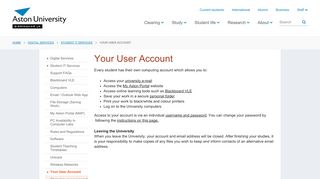 
                            5. Your User Account - Aston University