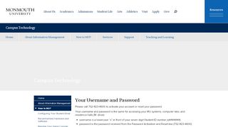 
                            2. Your Username and Password - Monmouth University