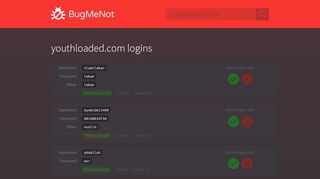 
                            5. youthloaded.com passwords - BugMeNot