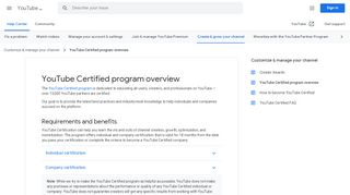 
                            4. YouTube Certified program overview - YouTube Help