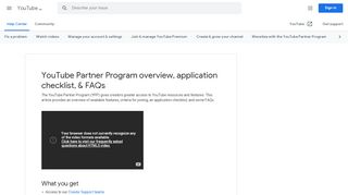 
                            1. YouTube Partner Program overview, application …