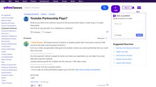 
                            8. Youtube Partnership Pays? | Yahoo Answers