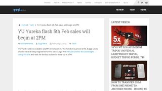 
                            9. YU Yureka flash 5th Feb sales will begin at 2PM - gogi.in