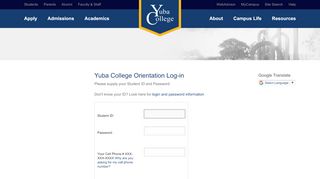 
                            6. Yuba College Orientation Log-in