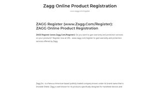 
                            3. ZAGG Register (www.Zagg.Com/Register): ZAGG Product ...