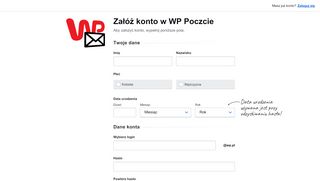 
                            8. Załóż konto w WP Poczcie - nowyprofil.wp.pl