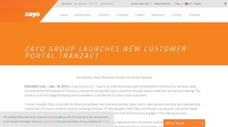 
                            6. Zayo Group Launches New Customer Portal Tranzact | Zayo Group