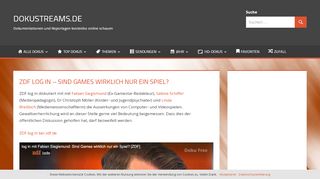 
                            4. ZDF log in - Sind Games wirklich nur ein Spiel? - Dokustreams ...