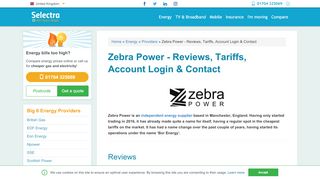 
                            8. Zebra Power - Reviews, Tariffs, Account Login & Contact