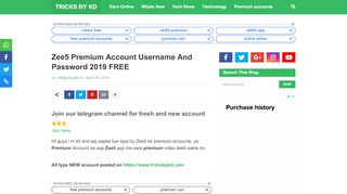 
                            4. Zee5 Premium Account Username And Password 2019 FREE