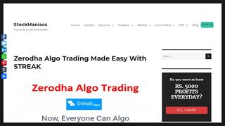 
                            7. Zerodha Algo Trading Made Easy With STREAK | StockManiacs