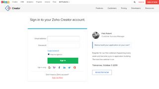 
                            1. Zoho Creator - Sign in to your Zoho Creator account