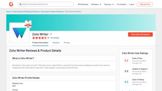 
                            8. Zoho Writer Reviews 2019: Details, Pricing, & Features | G2