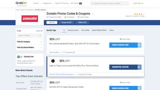 
                            11. Zomato Coupons, Promo Codes & Offers - grabon.in