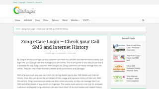 
                            8. Zong eCare Account Login – Check your Call SMS and ...