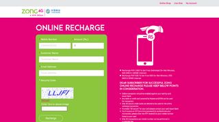 
                            5. Zong : Online Recharge & Bill Payment