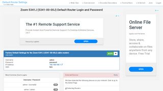 
                            6. Zoom 5341J (5341-00-00J) Default Router Login and Password