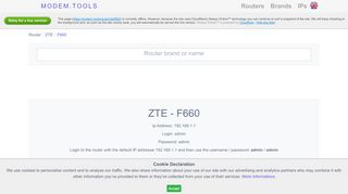 
                            3. ZTE F660 Default Router Login and Password - modem.tools