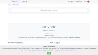 
                            6. ZTE F680 Default Router Login and Password - modem.tools