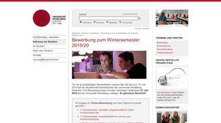 
                            5. Zugang zur Onlinebewerbung an der Universität …