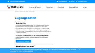 
                            7. Zugangsdaten OnlineService - NetCologne