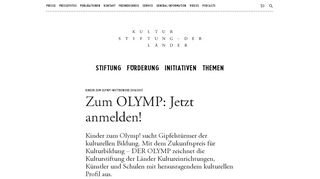 
                            3. Zum OLYMP: Jetzt anmelden! - kulturstiftung.de