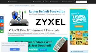 
                            4. ZyXEL default password list. - Router-Reset.com
