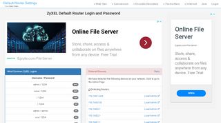 
                            2. ZyXEL Default Router Login and Password - Clean CSS