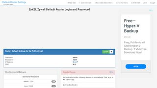 
                            7. ZyXEL Zywall Default Router Login and Password - Clean CSS