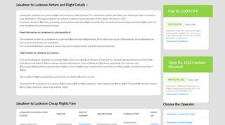 
                            12. 0 Flights Jaisalmer to Lucknow Fares @ ₹4399 + Flat Rs.500 OFF