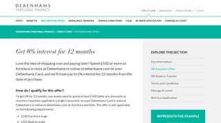 
                            9. 0% Offer | Credit Card | Debenhams Personal Finance