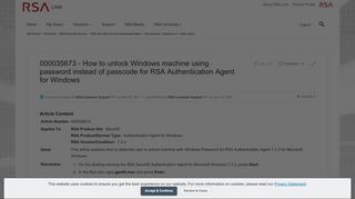 
                            2. 000035673 - How to unlock windows machine using... | RSA Link