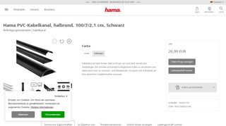 
                            8. 00083159 Hama PVC-Kabelkanal, halbrund, 100/7/2,1 cm, Schwarz ...
