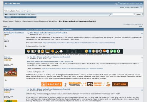 
                            5. 0,04 Bitcoin stolen from Blockchain.info wallet - Bitcointalk