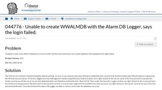 
                            3. 044776 - Unable to create WWALMDB with the Alarm DB Logger, says ...