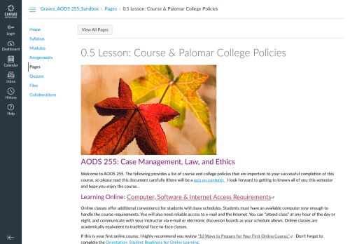 
                            13. 0.5 Lesson: Course & Palomar College Policies: Graves_AODS ...