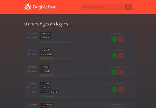 
                            4. 0.arenabg.com passwords - BugMeNot