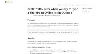 
                            4. 0x80070005 error when you try to sync a SharePoint Online list in ...