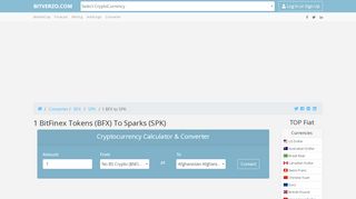 
                            11. 1 BitFinex Tokens to Sparks, convert 1 BFX in SPK - How much is 1 ...