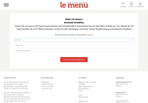 
                            11. 1 Jahresabo LE MENU - LE MENU