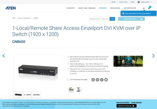 
                            2. 1-Local/Remote Share Access Einzelport DVI KVM over IP Switch - Aten