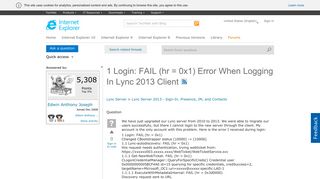 
                            1. 1 Login: FAIL (hr = 0x1) Error When Logging In Lync 2013 Client ...
