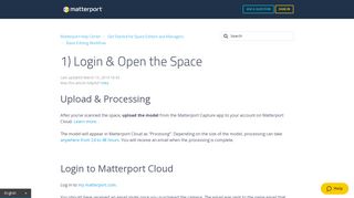 
                            11. 1) Login & Open the Space – Matterport Help Center