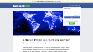 
                            7. 1 Million People use Facebook over Tor | Facebook